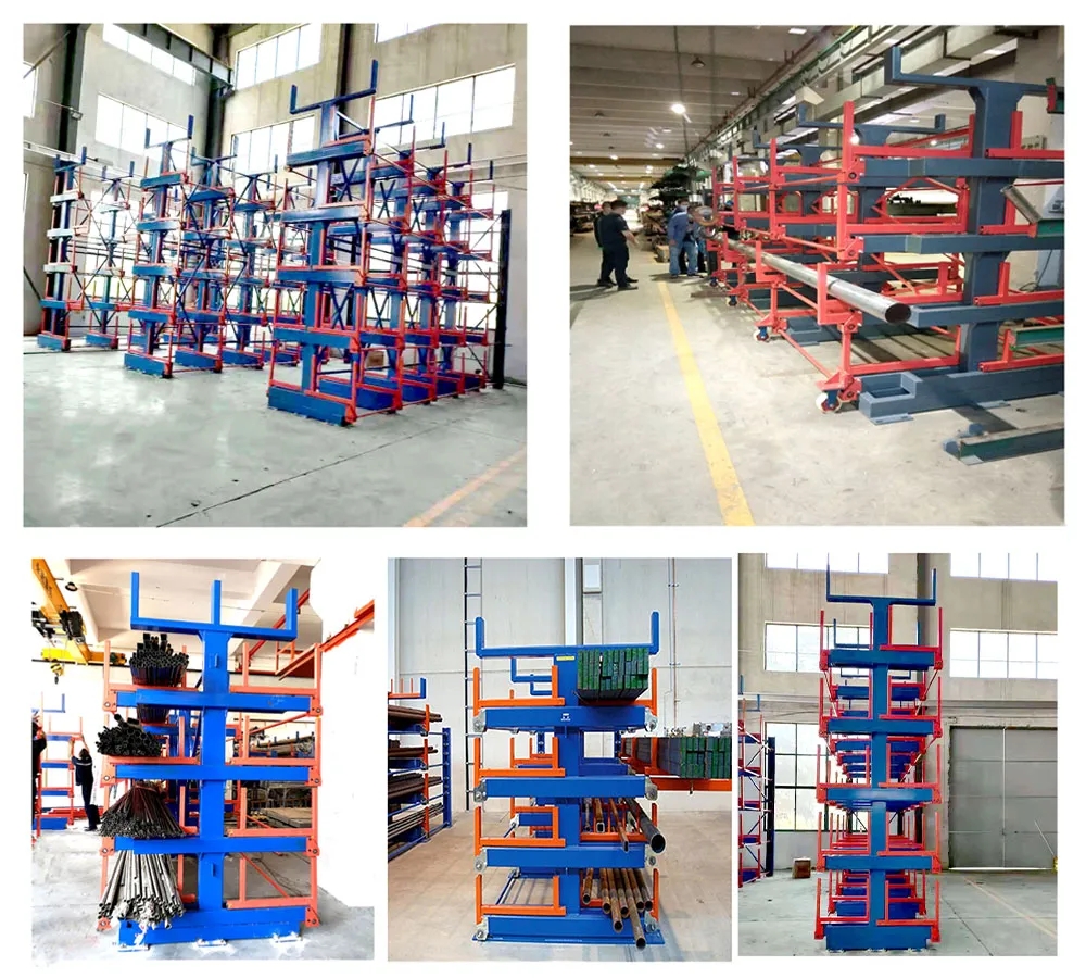 Manual telescopic heavy-duty cantilever rack for long-tube steel plate storage rack pipe storage rack